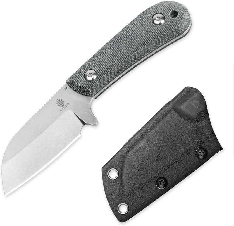 KIZER Deckhand Fixed Blade Hunting Knife with Sheath, D2 Blade Camping Knife G10+Micarta Handle Lightweight EDC Fixed Blade for Men Women Outdoor, for Hunting Survival 1062A1 - Image 1